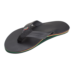RAINBOW SANDALS SINGLE LAYER CLASSIC BLACK LEATHER with RASTA MID SOLE MENS (�N���V�b�N�u���b�N)
